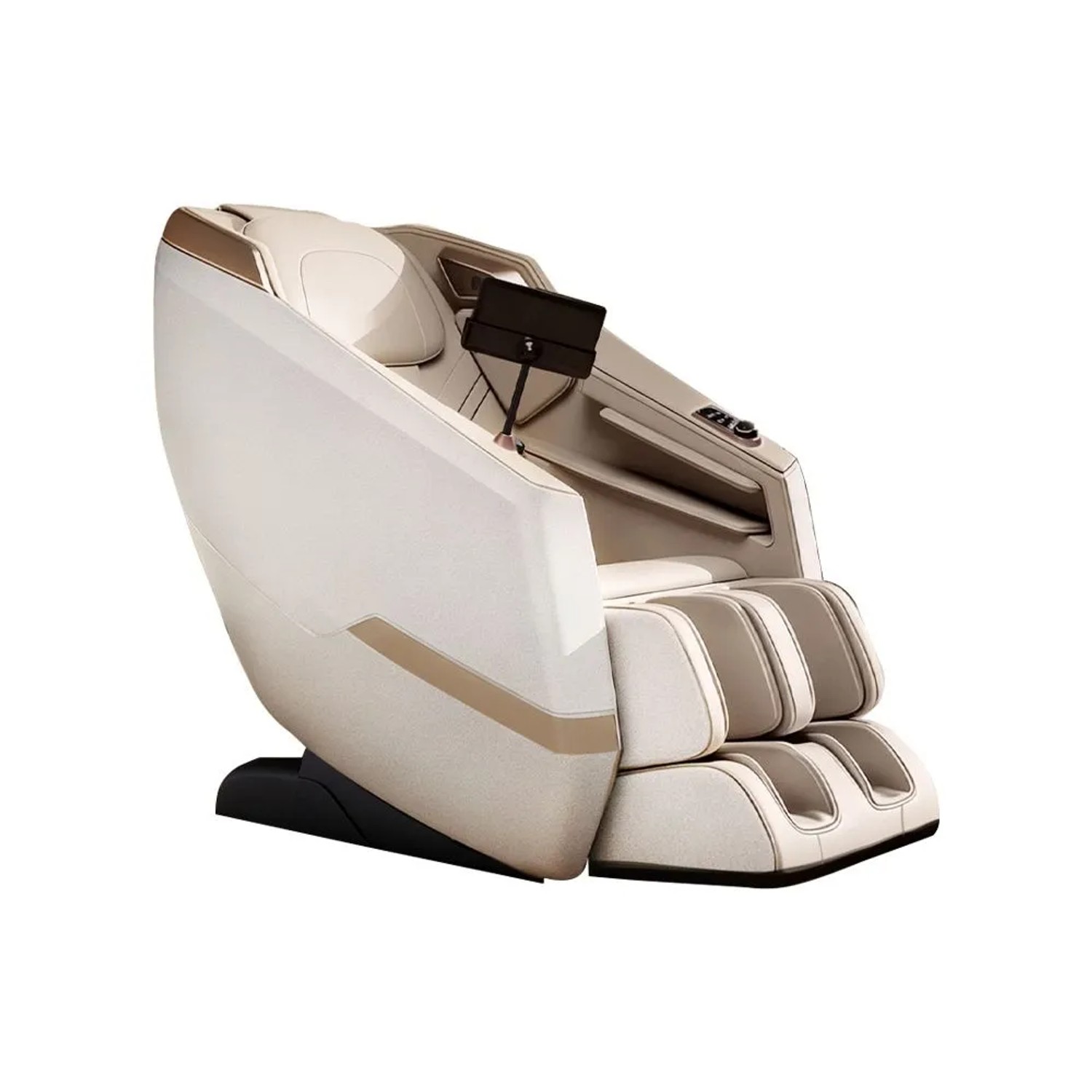 360Home Massagesessel, Zero-Gravity Liegesessel, Tiefenmassage, mit Heizfunktion, Vollmassage, Bluetooth SL Schienen Weiß L140×B73×H106cm /A001-Bai/