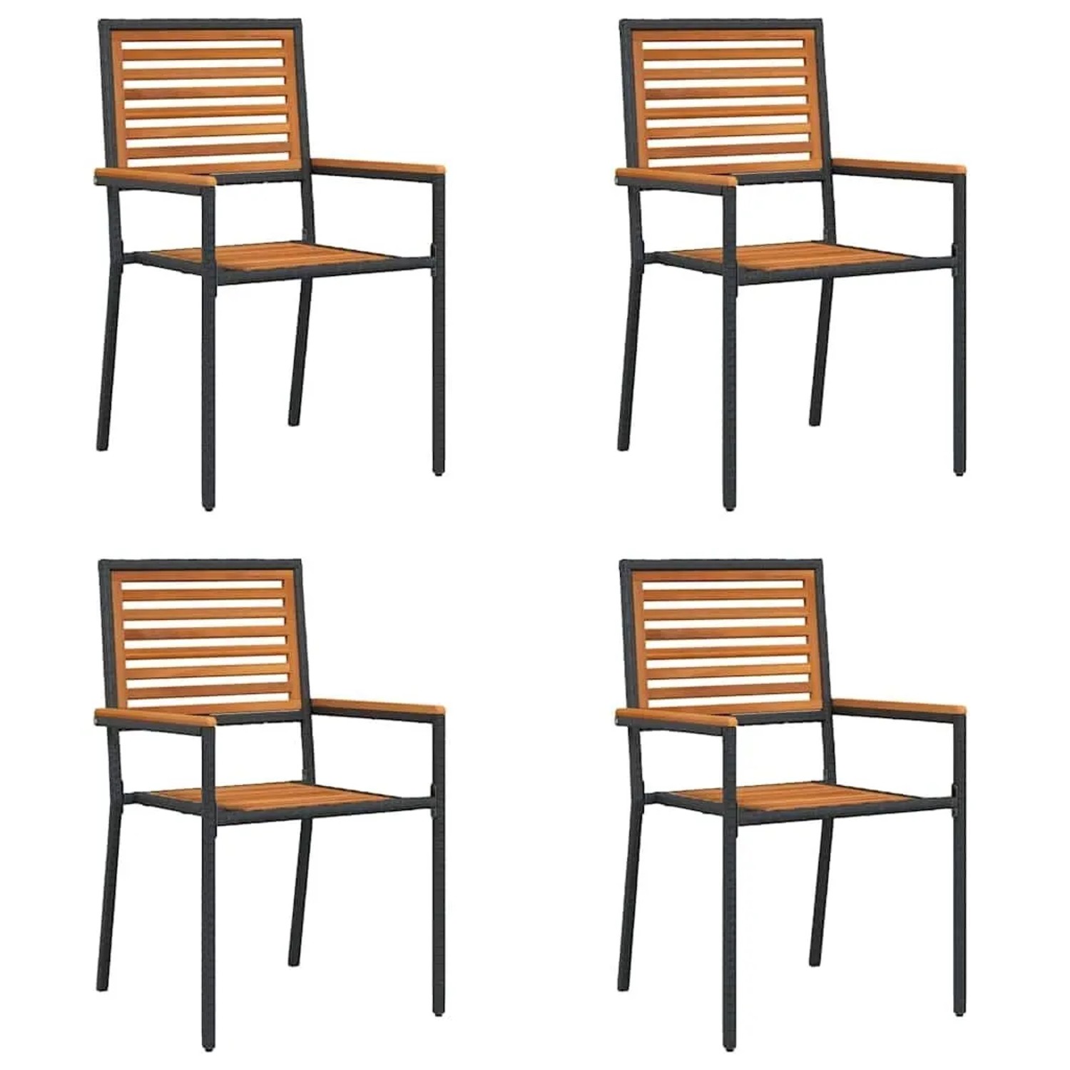 vidaXL Garten Stapelstühle 4 Stk Braun und Schwarz 3403058