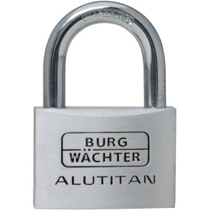 Burg Wächter Vorhangschloss Alutitan 770 60 SB: Silbernes Zylinder-Vorhangschloss aus Aluminium mit Stahlbügel.