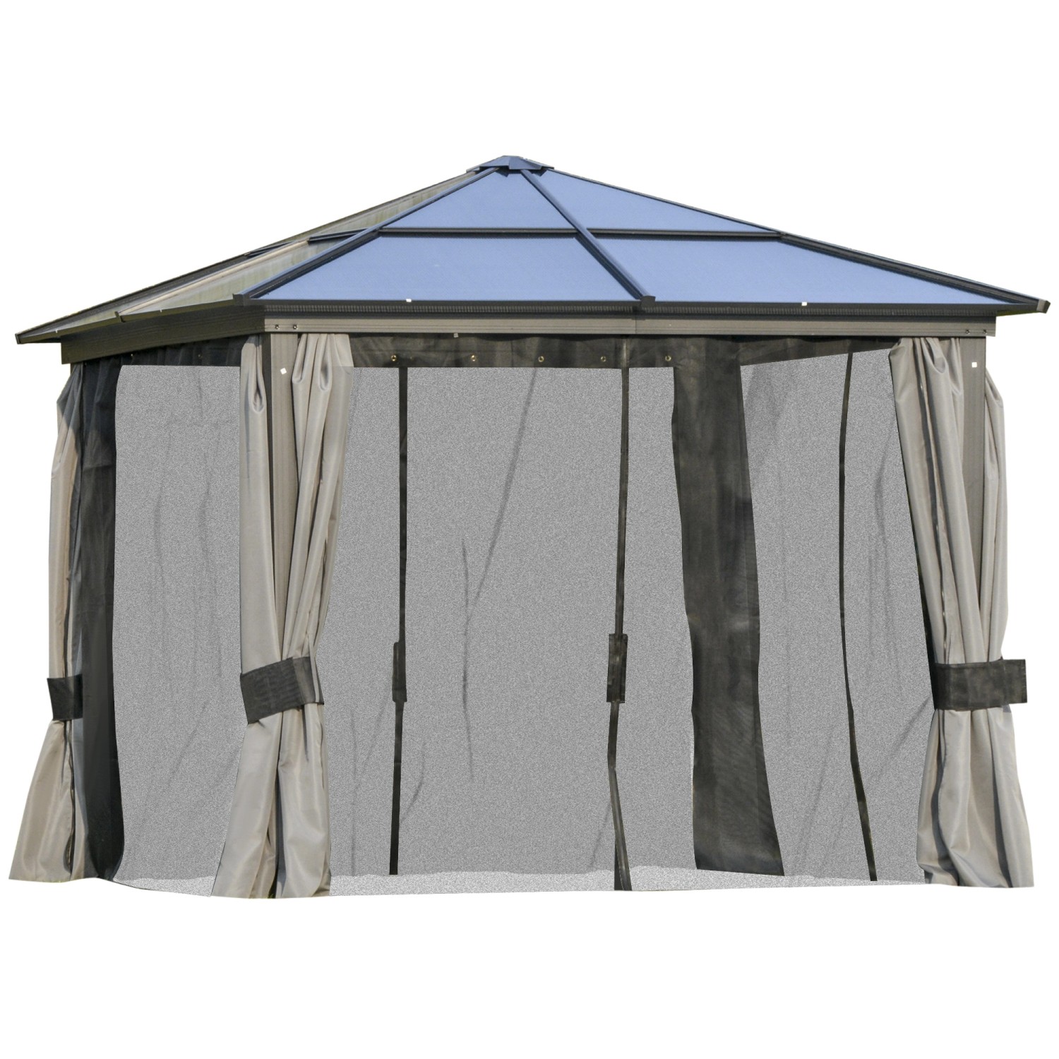 Outsunny Pavillon Metall Polyester PC-Platte Dunkelgrau 295L x 295B x 265H günstig online kaufen