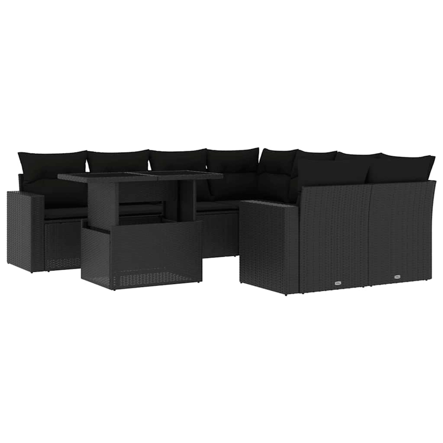 vidaXL 9-Tlg Garten-Sofagarnitur mit Kissen Schwarz Poly Rattan 3267165 günstig online kaufen