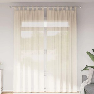 vidaXL Voile Vorhänge mit Lasche 2 Stk Creme 4102270