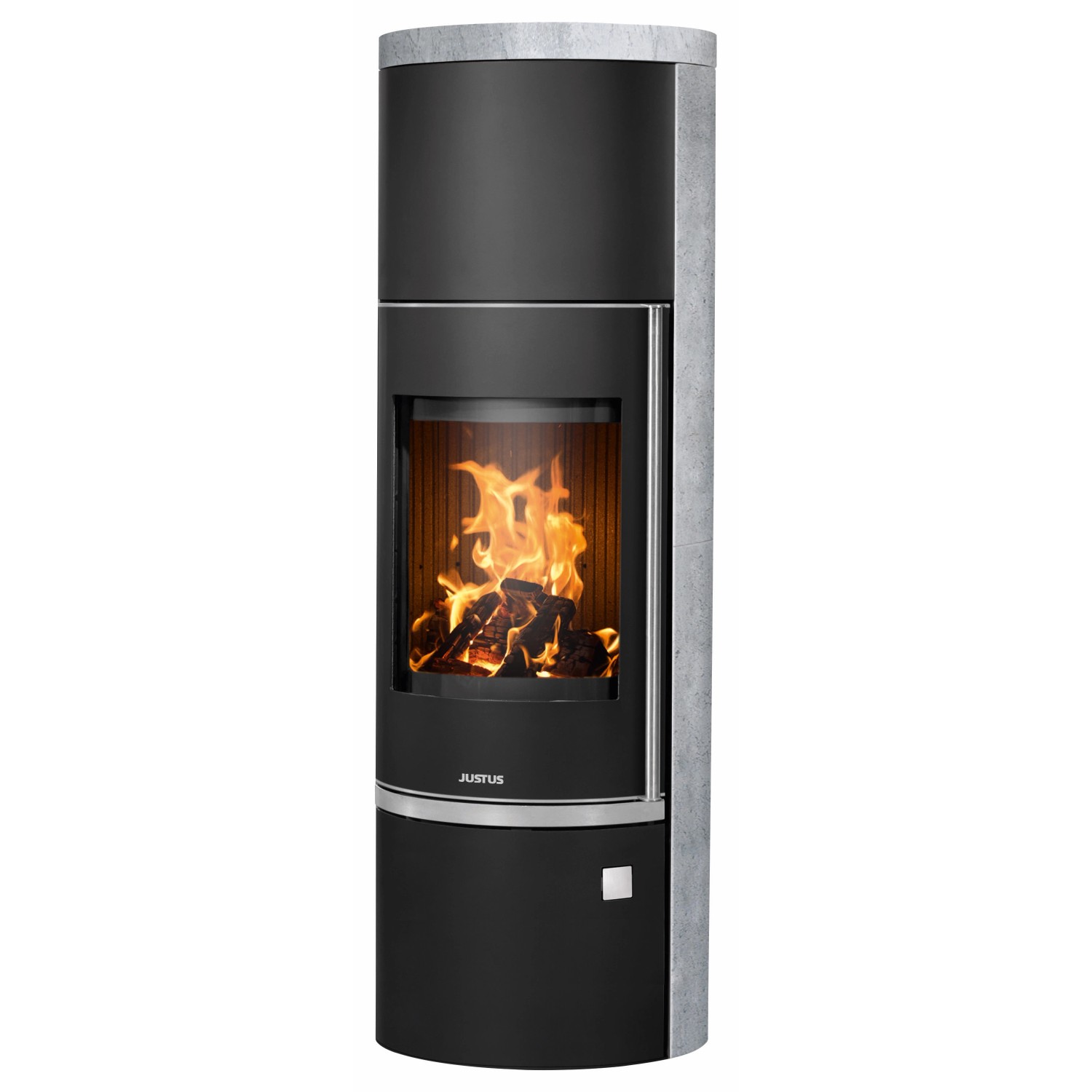 Justus Kaminofen Faro W+ 2.0 Stahl-Speckstein Schwarz Speicherstein 7 kW EE günstig online kaufen