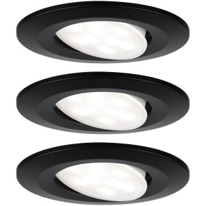 Paulmann LED-Einbaustrahler Calla, 3er Set, schwarz matt, schwenkbar, 4000K, IP65.