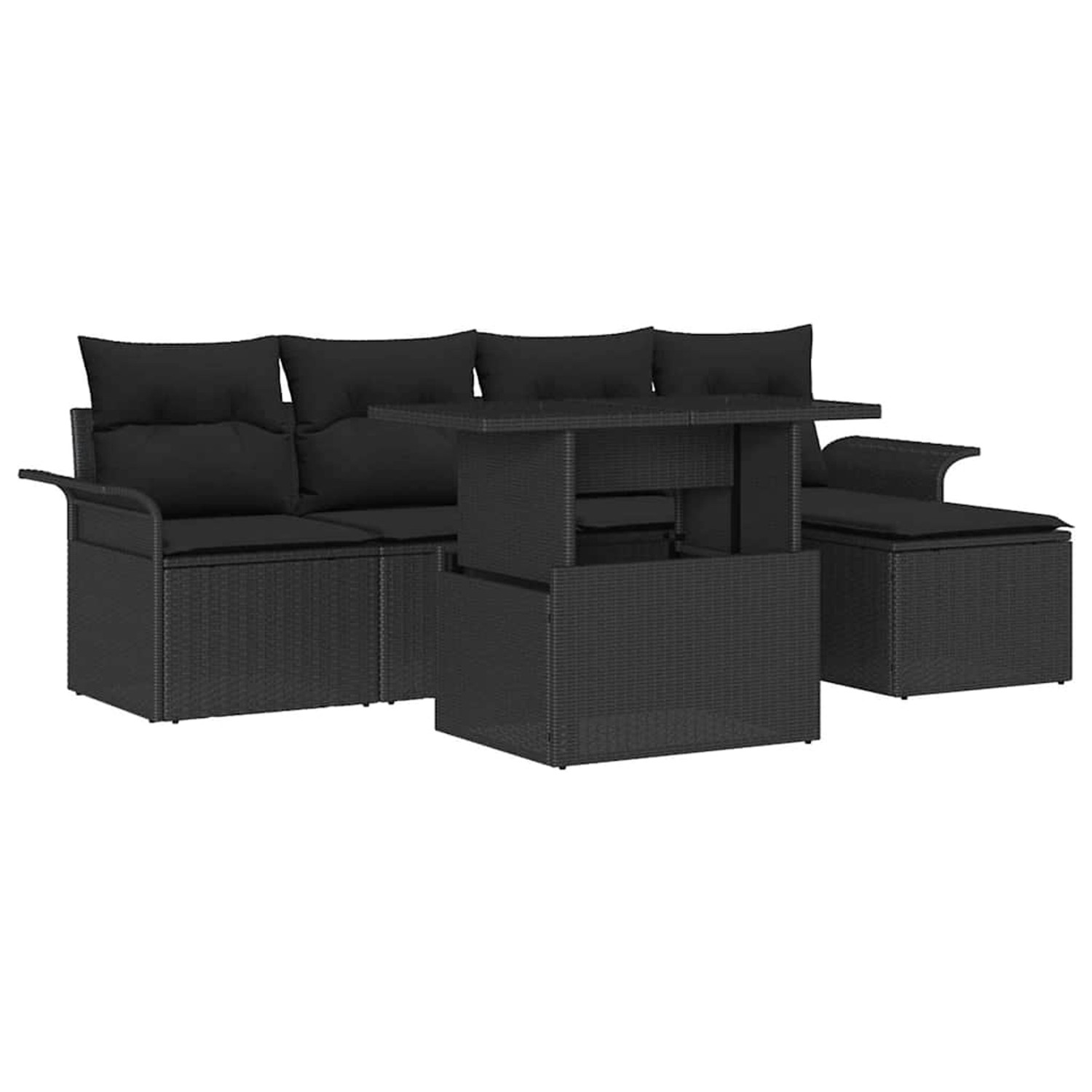 vidaXL Garten-Sofa-Set mit Kissen 6-Tlg Schwarz Poly Rattan 3348269 günstig online kaufen