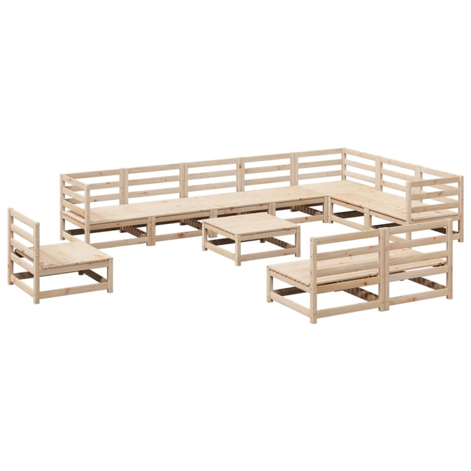 vidaXL 11-Tlg Garten-Sofagarnitur Massivholz Kiefer 3299485