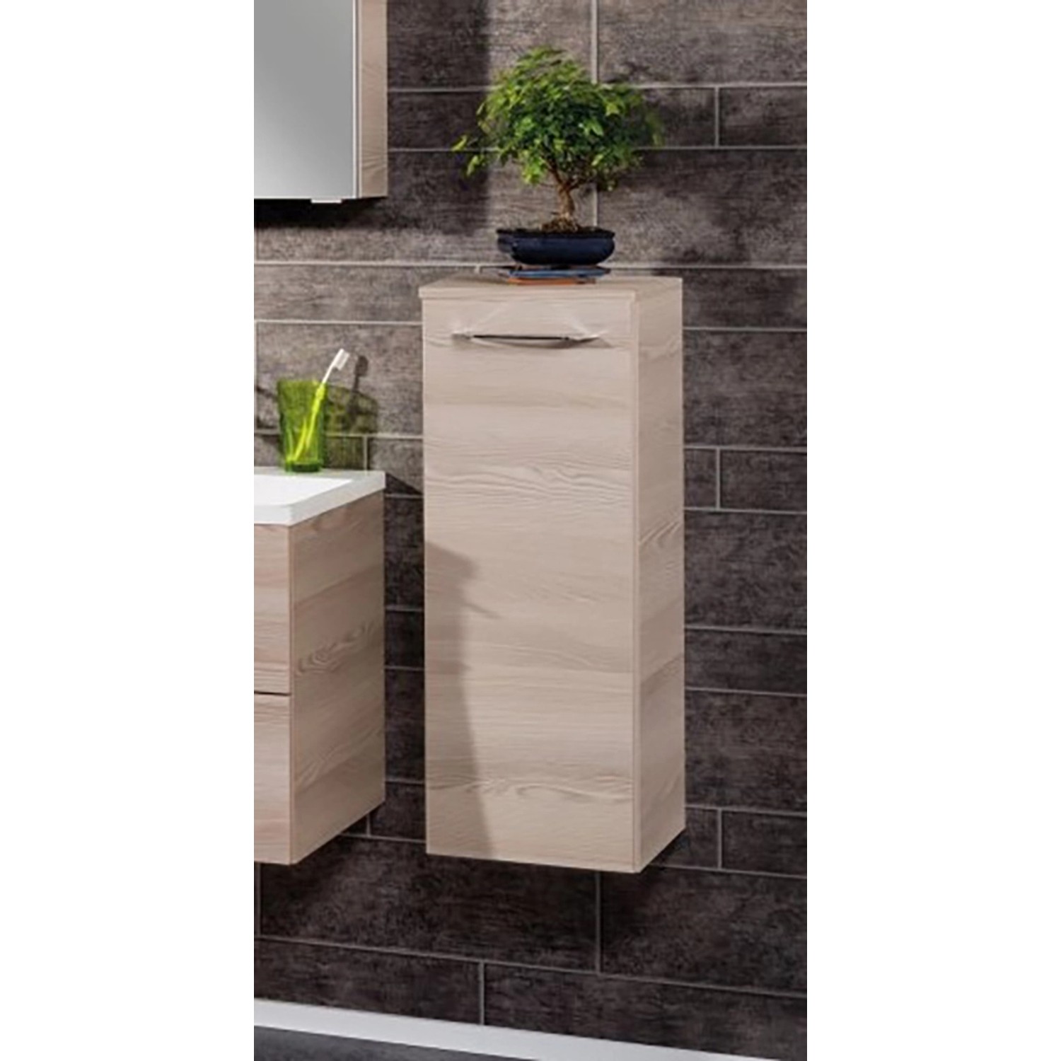 Fackelmann Bad-Hängeschrank B.Clever Alaska Esche, 30,5 cm breit, mit Griff.