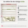 Beiges Doppelrollo Klemmfix am Fenster. Anleitung zur Größenwahl: Glasbreite messen, Bestellbreite berechnen, Fenstergriff beachten.