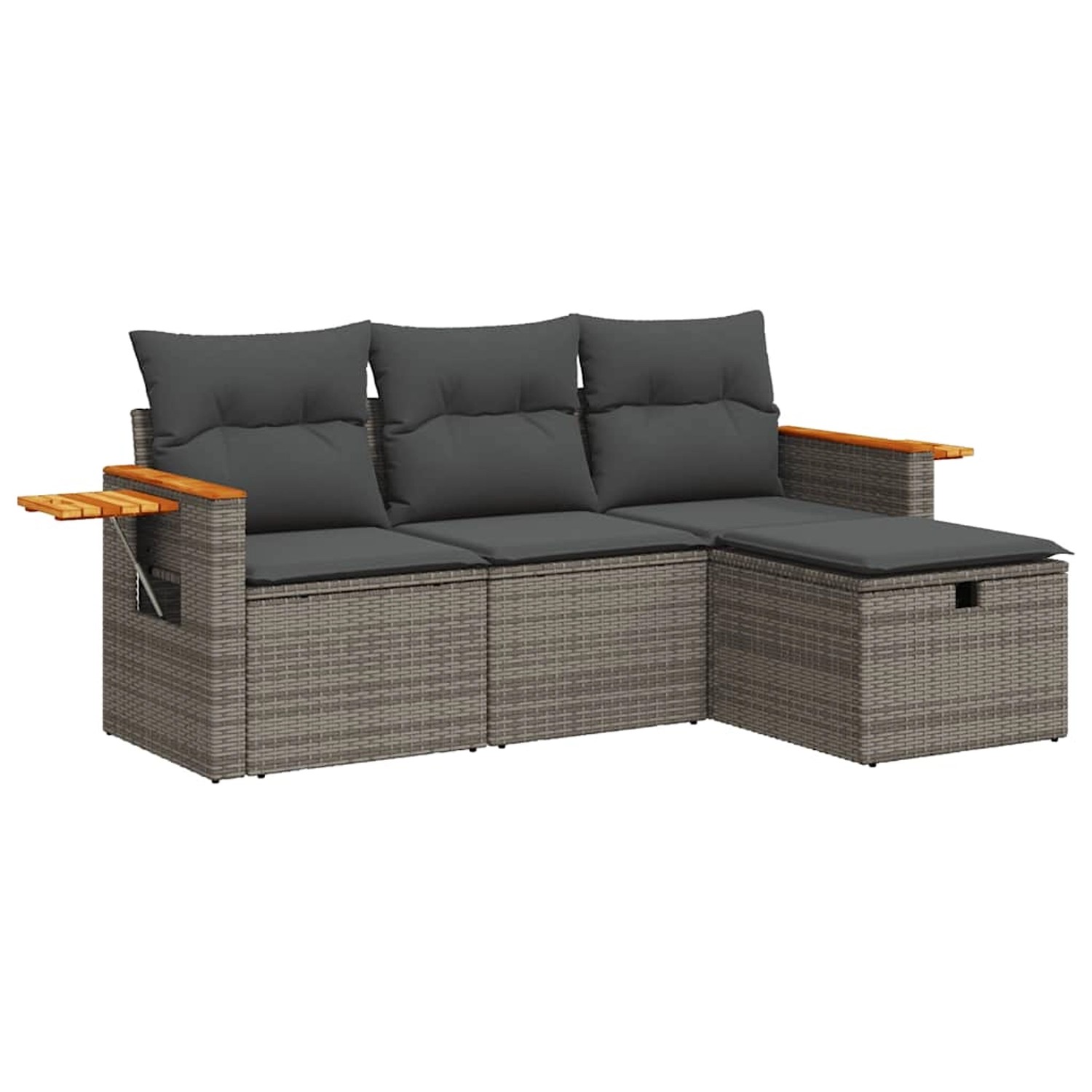 vidaXL 4-Tlg Garten-Sofagarnitur mit Kissen Grau Poly Rattan 3325952 günstig online kaufen