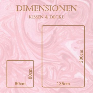 Abmessungen der Bestlivings Bettwäsche Marble Rot: 135x200cm und 80x80cm.