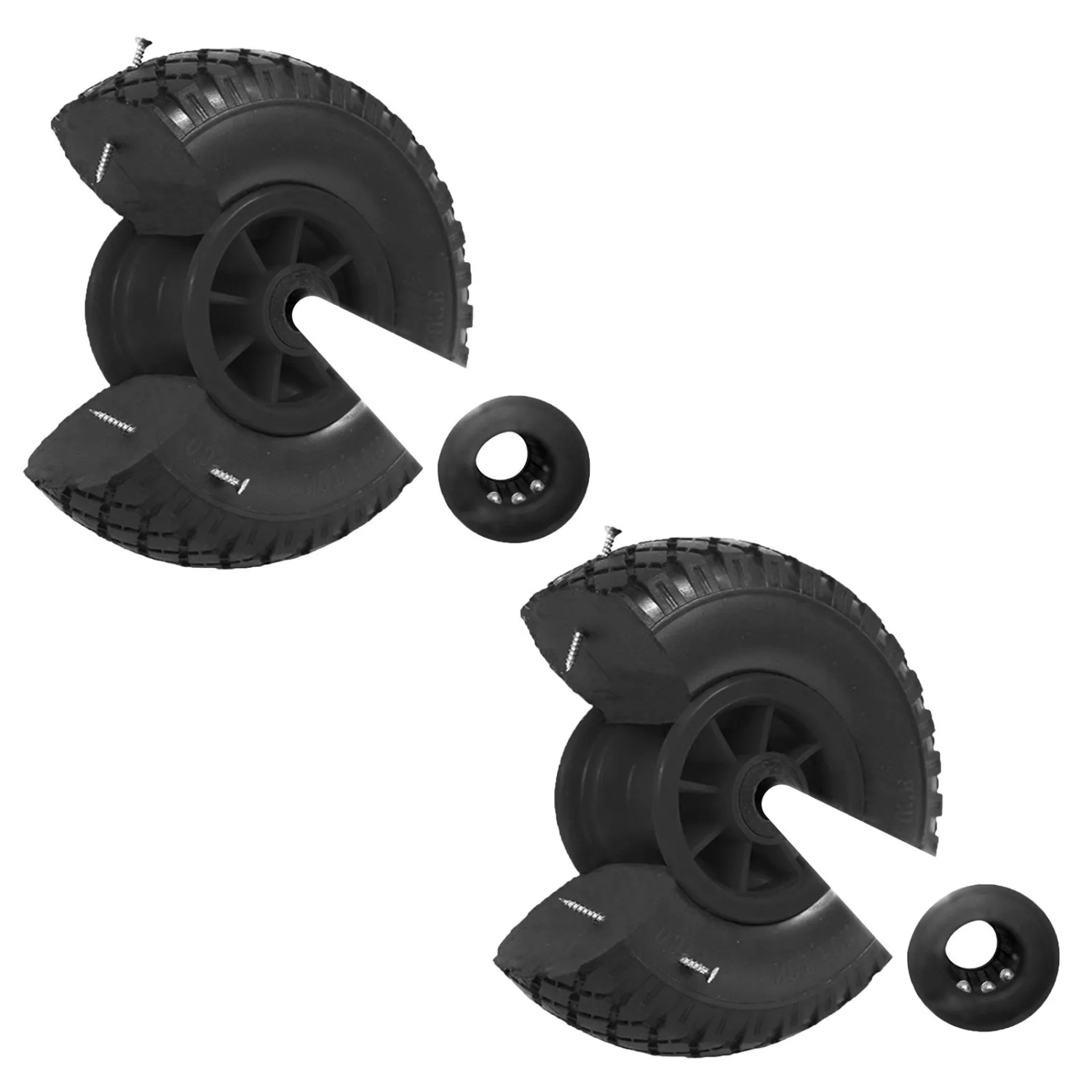 TRUTZHOLM 2x Sackkarrenrad PU Rad 260x85mm 3.00-4 75mm Zentrierte Nabe Durchmesser 20mm Schwarz