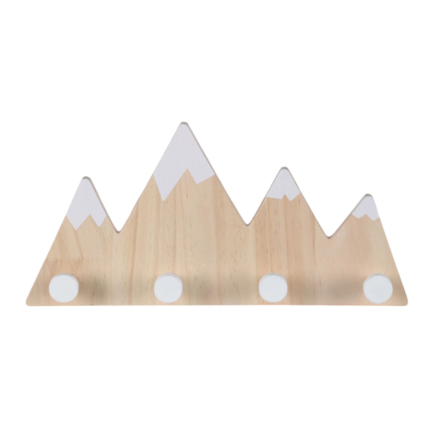 Relaxdays Kindergarderobe MDF Kiefernholz Natur Weiß Bergmotiv 4 Haken 17 x 34,5 x 5 cm