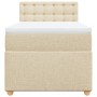 Cremefarbenes vidaXL Boxspringbett 90x190 cm mit Matratze und Stoffbezug.