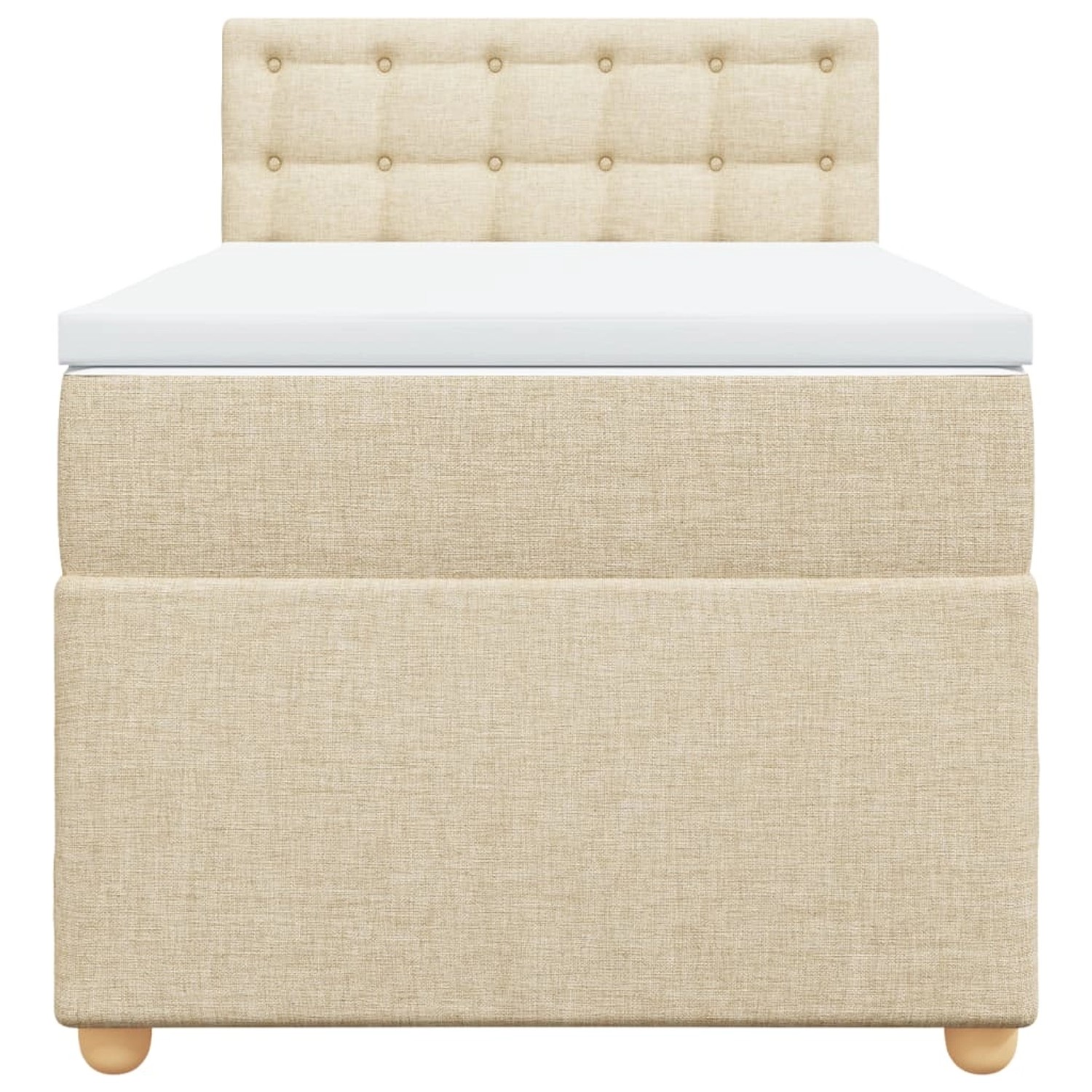 Cremefarbenes vidaXL Boxspringbett 90x190 cm mit Matratze und Stoffbezug.