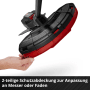 Detailaufnahme: Schutzabdeckung des Einhell Akku-Trimmers GP-BC 36/430 Li BL-Solo.