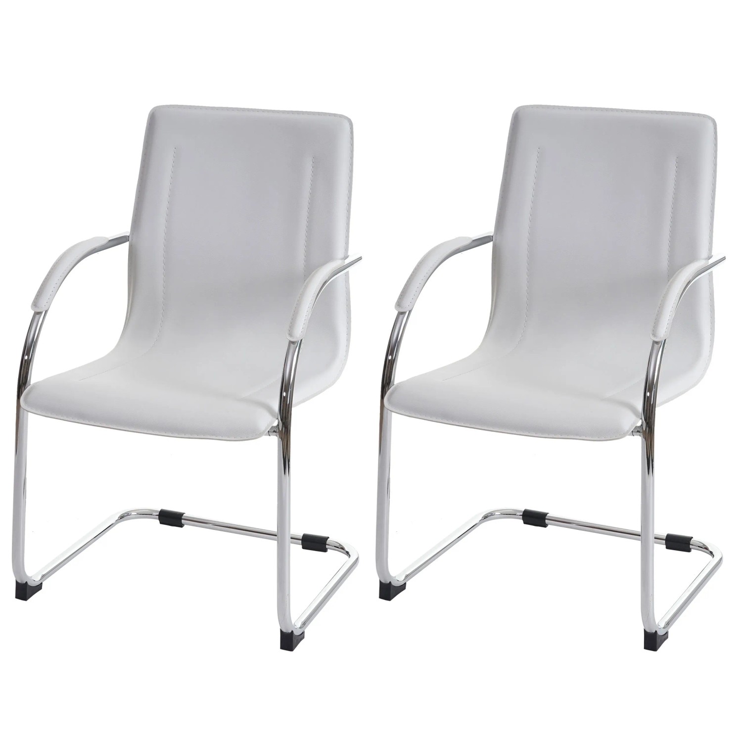 PROREGAL Konferenzstuhl 2er-Set Sammy 93x56x56cm Sitzhöhe 47cm Besucherstuhl Freischwinger Weiß