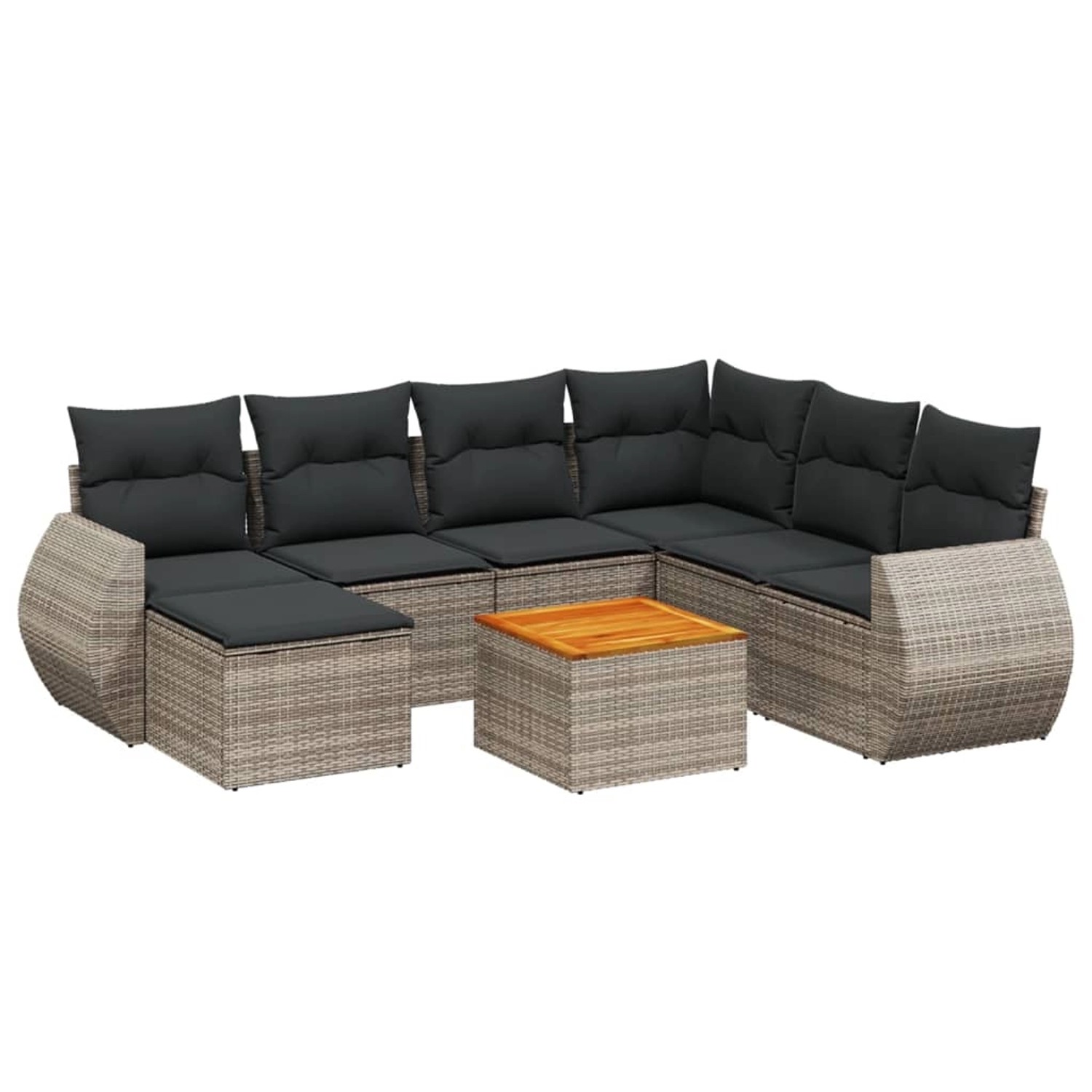 vidaXL 8-Tlg Garten-Sofagarnitur mit Kissen Grau Poly Rattan 3225122