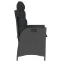 Verstellbarer, schwarzer Gartensessel aus Poly Rattan mit Kissen (2er-Set).