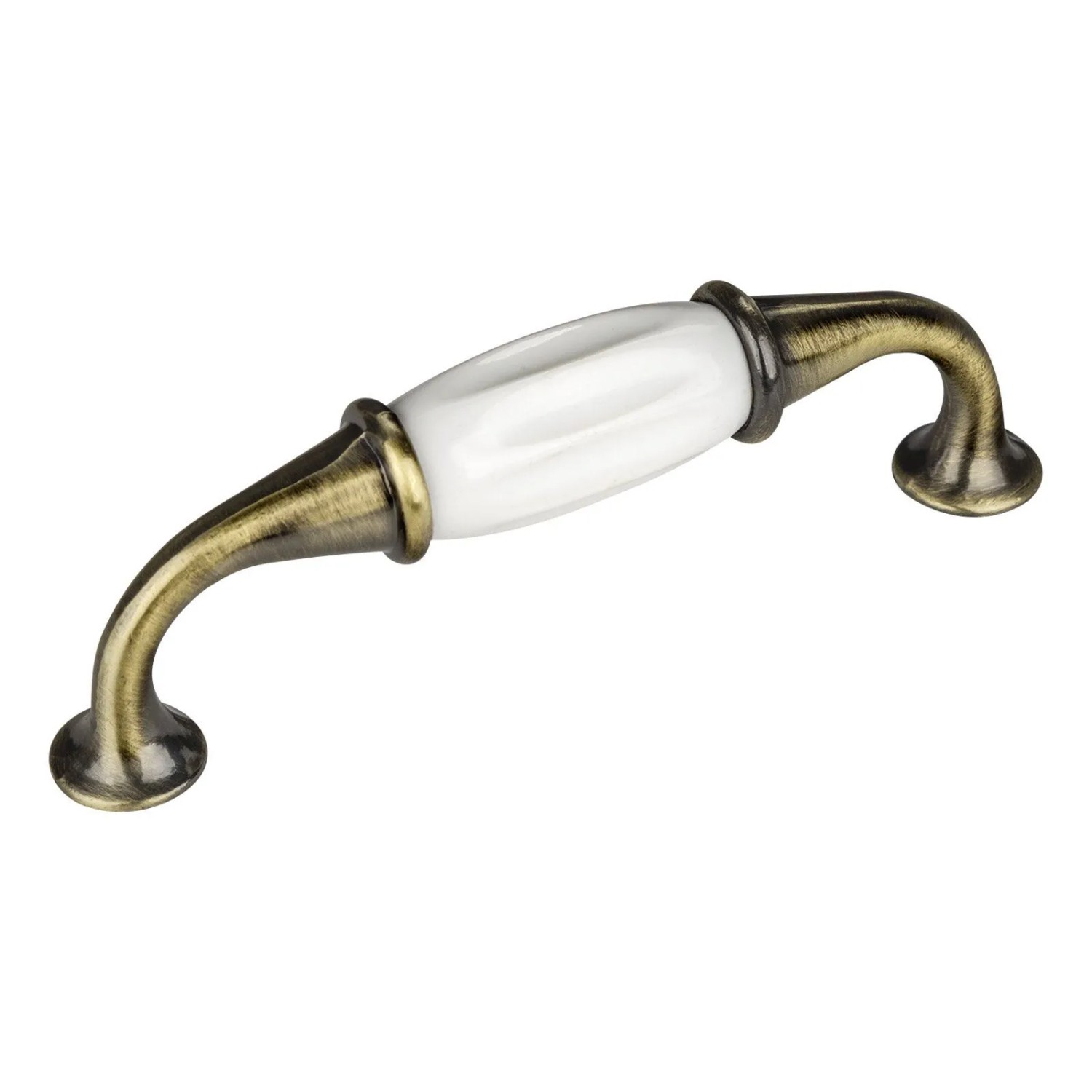 SOTECH Porzellangriff JOHANNA BA 96 mm Antik Messing Weiß