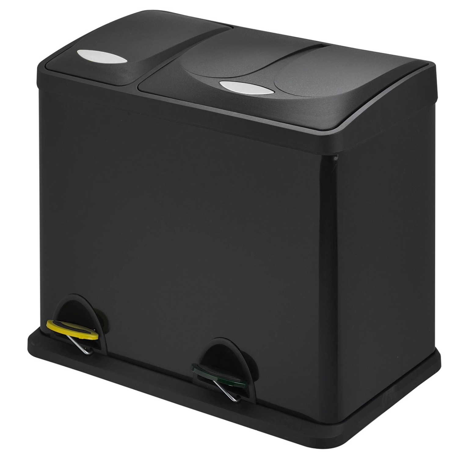 Svita TC2Combo26 Papierkorb Mülleimer Mülltrennung Stahl 8L+18L Schwarz