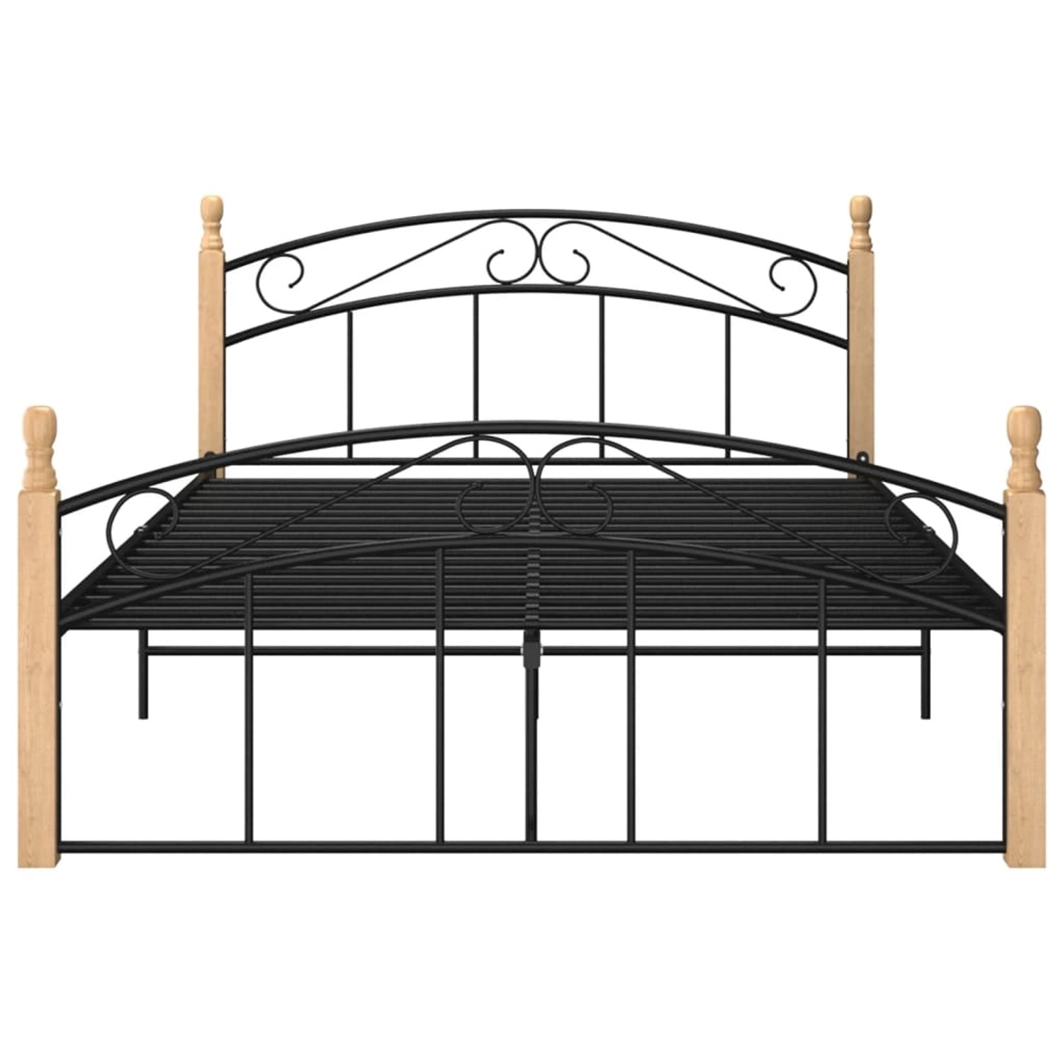 vidaXL Bettgestell Massivholzbett Schwarz Metall und Eiche 140x200 cm Bett günstig online kaufen