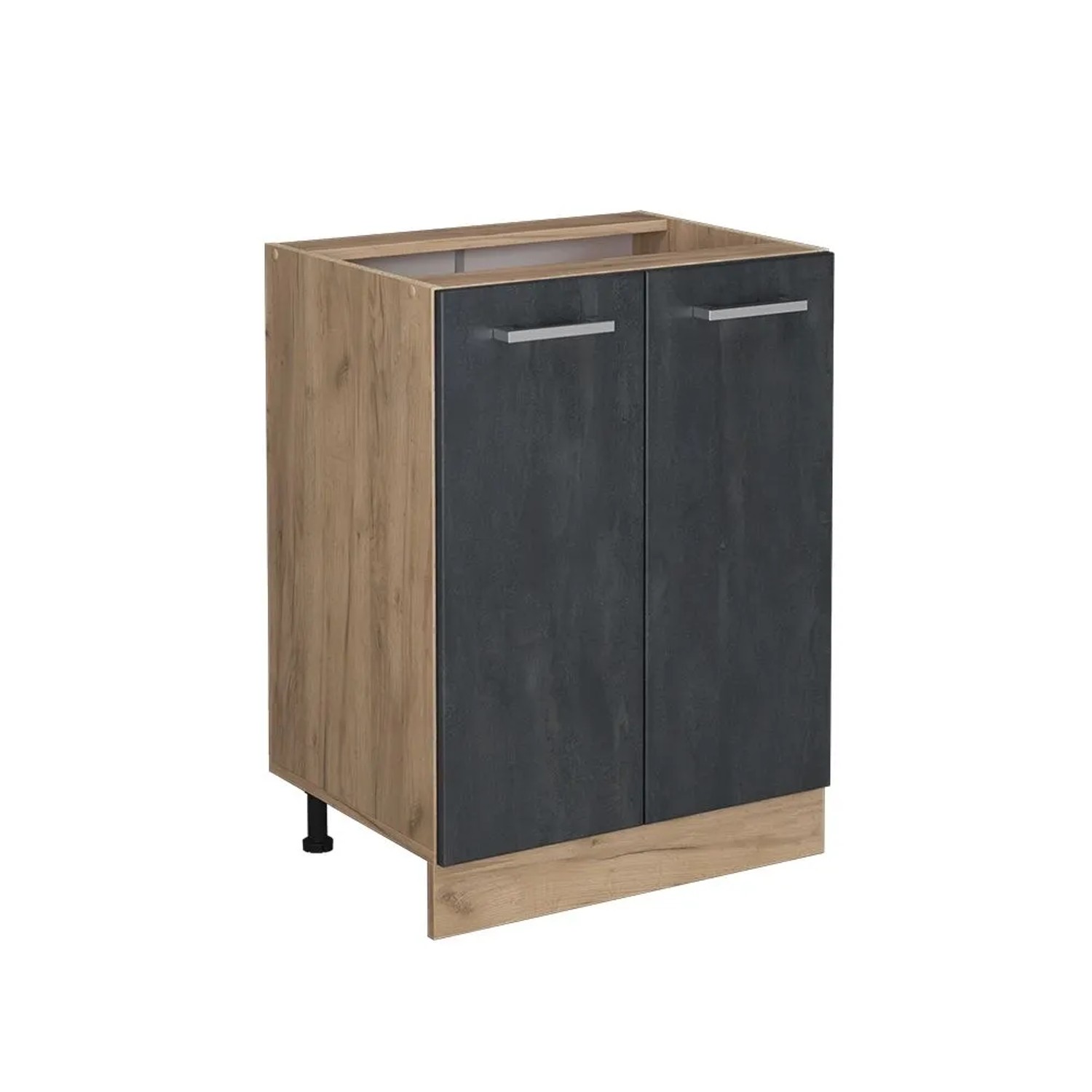 Vicco Küchenunterschrank R-Line Schwarz Beton Goldkraft Eiche 60 cm ohne Arbeitsplatte