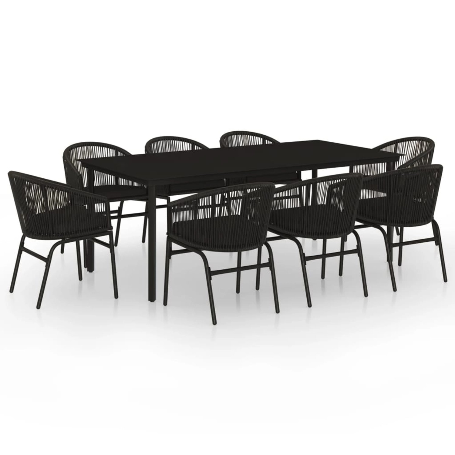 vidaXL 9-Tlg Garten-Essgruppe Schwarz 3099226