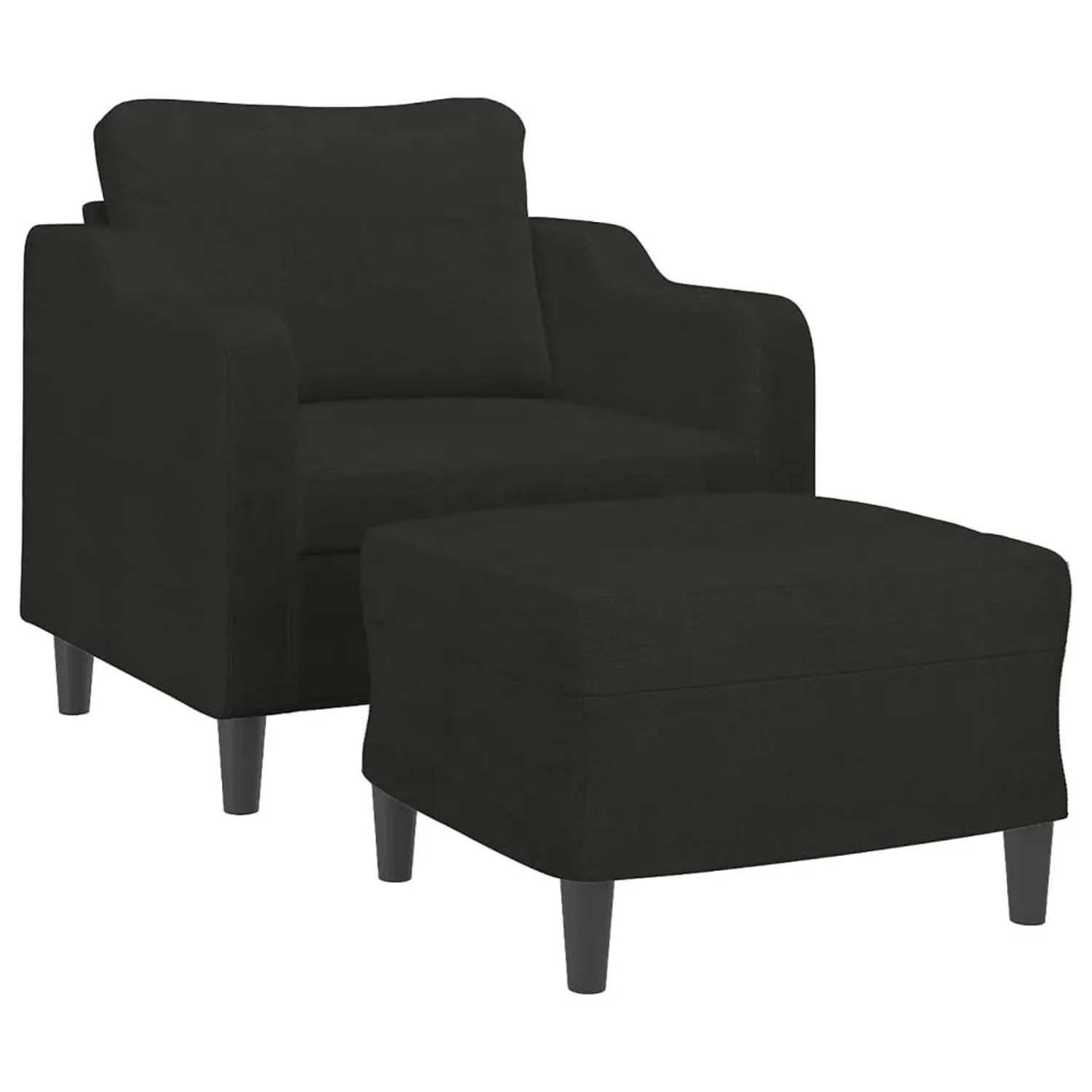 vidaXL Sessel mit Hocker Schwarz 60 cm Stoff 3201131