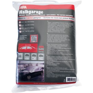 Eufab Halbgarage Gr. S, silberne Autoabdeckung mit Gummizug und Haken zum Schutz vor Frost.