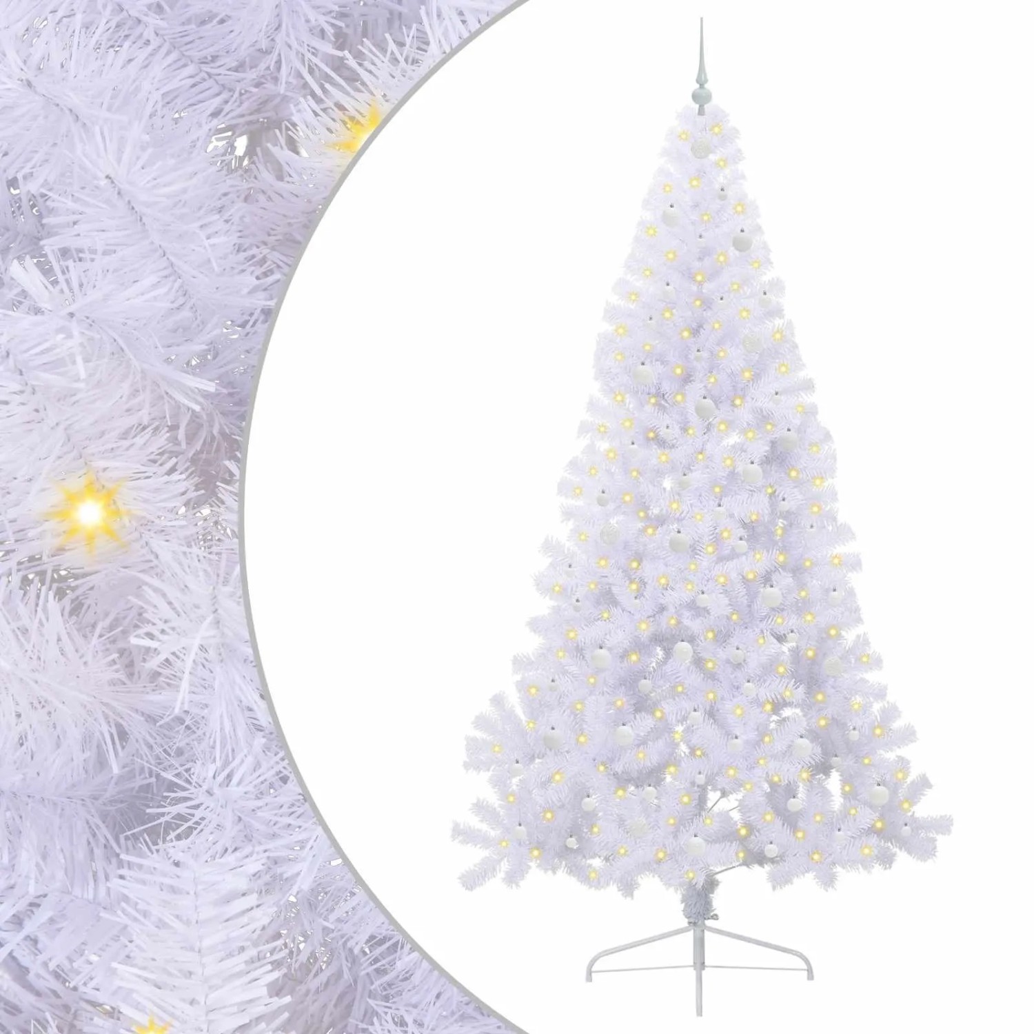 vidaXL Künstlicher Weihnachtsbaum Weiß 240 cm PVC und Stahl 3426837