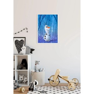Disney Frozen Poster mit Olaf in Blau, 40x50 cm. Fototapete für Kinderzimmer.