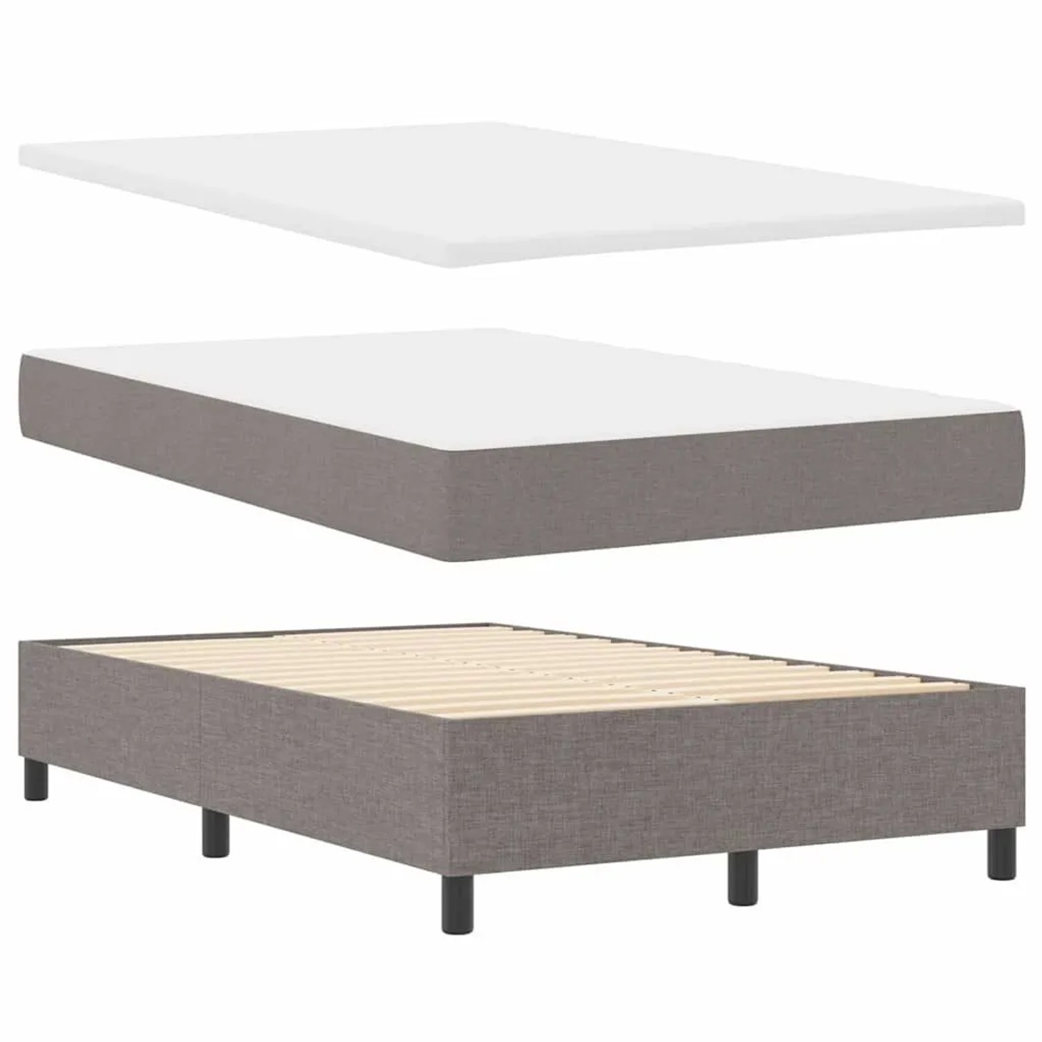 vidaXL Boxspringbett Taupe 120 x 200 cm Stoff & Holzwerkstoff 3344139