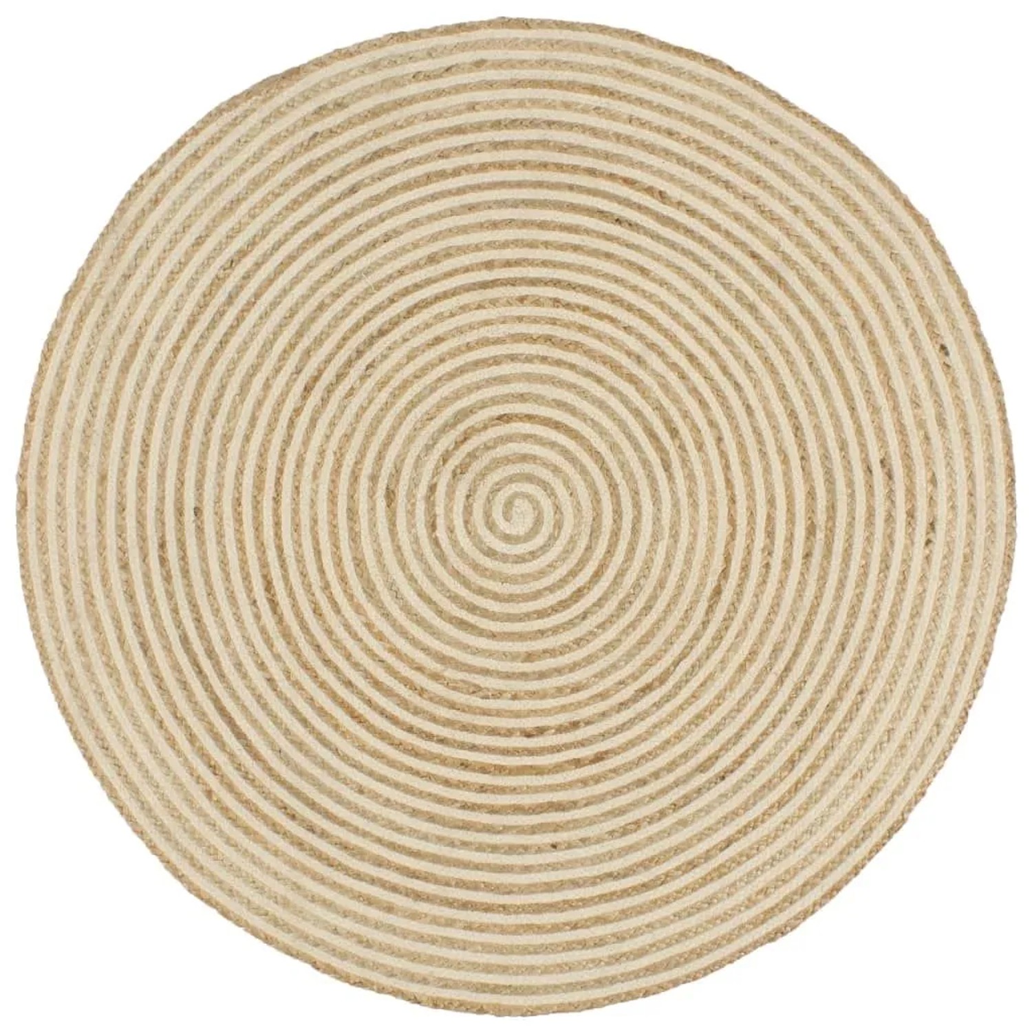 vidaXL Teppich Handgefertigt Jute mit Spiralen-Design Weiß 120 cm 133717