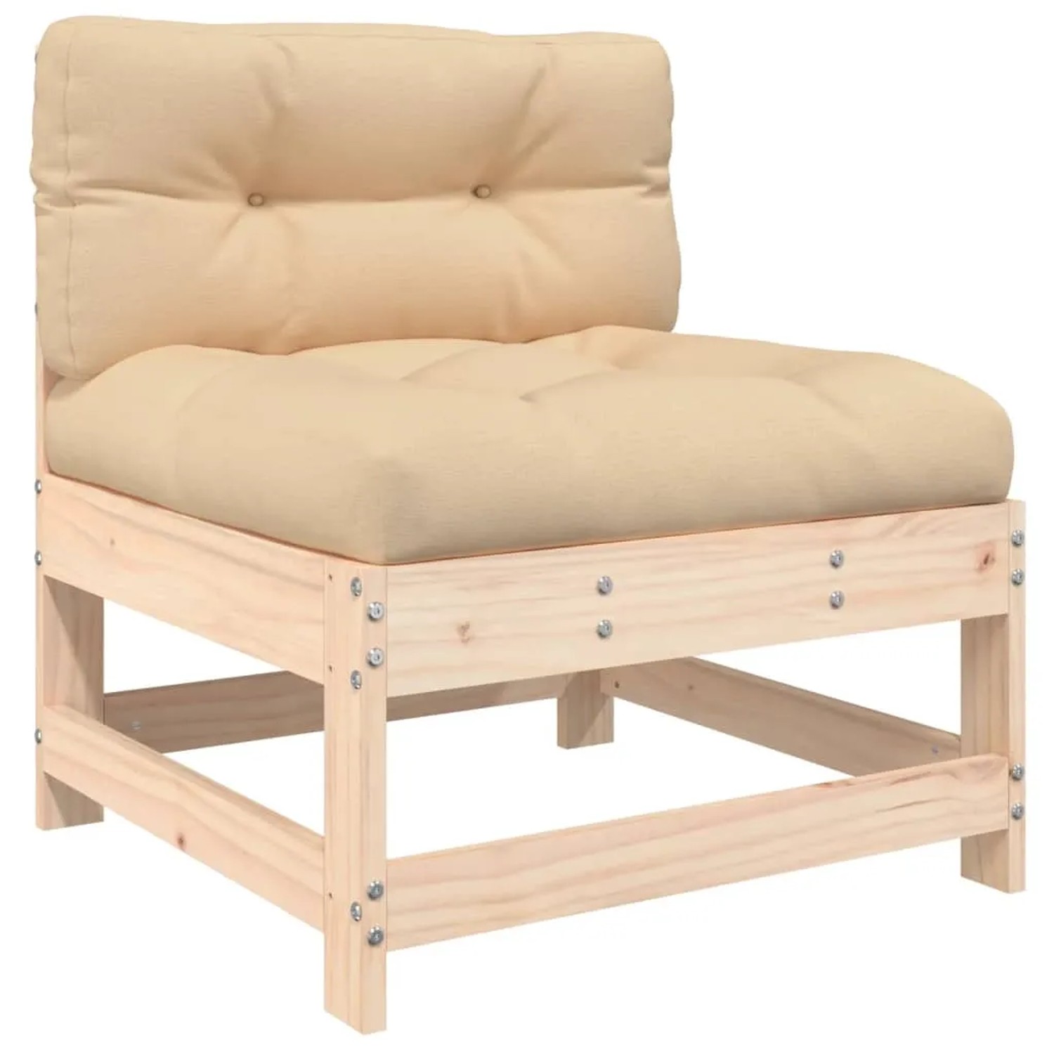 vidaXL Gartenmöbel: Lounge-Sessel aus Kiefernholz mit beigen Kissen für Garten, Terrasse oder Balkon.