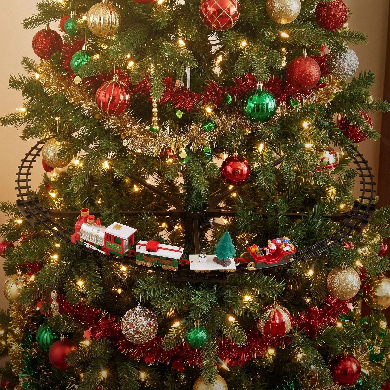 ECD Germany Weihnachtszug für den Weihnachtsbaum Weihnachtsdeko mit Licht und Sound Batteriebetrieben Ø87,5 cm_7