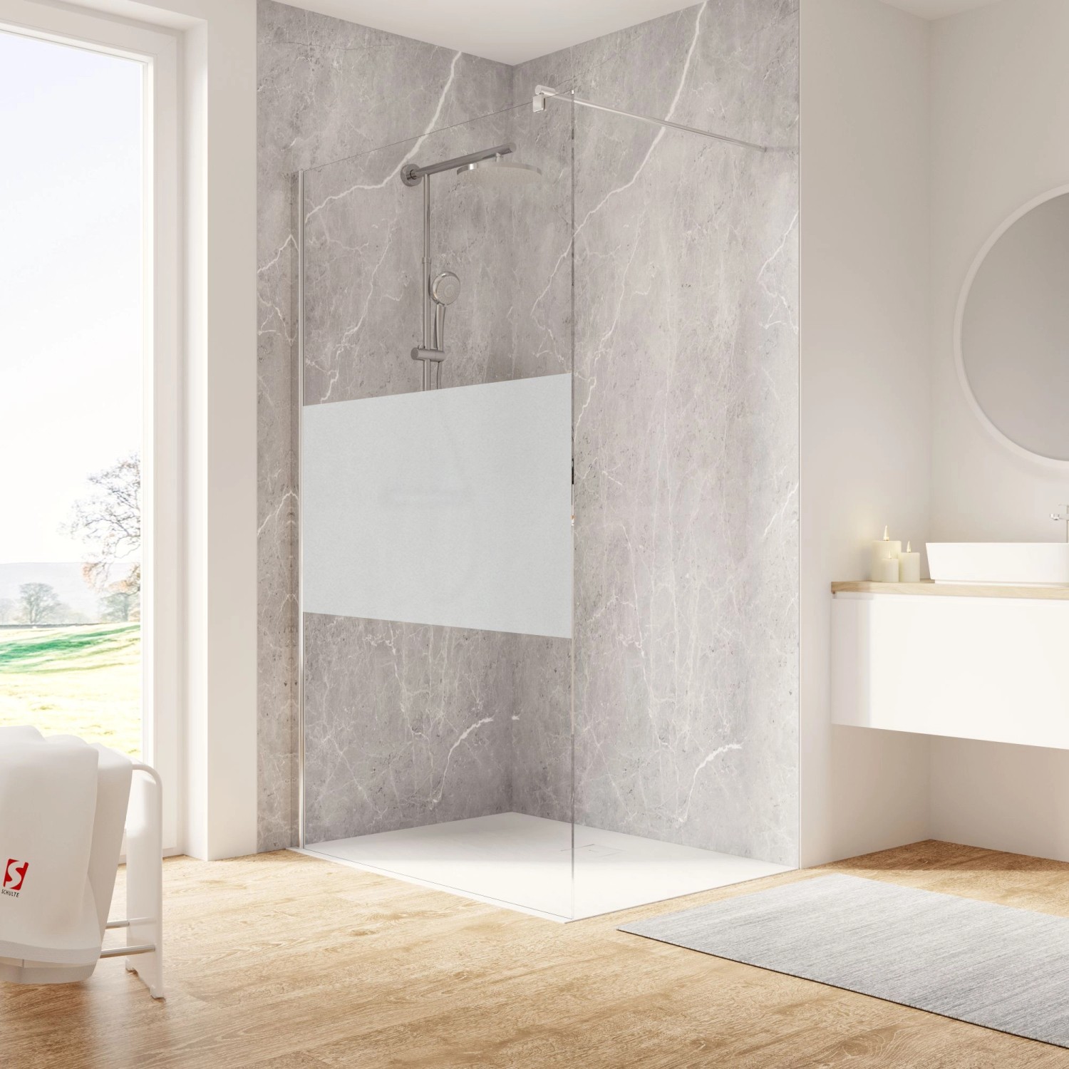 Schulte Duschkabine Walk In Duschwand Garant 2.0 90 x 200 cm Dekor Dezent günstig online kaufen