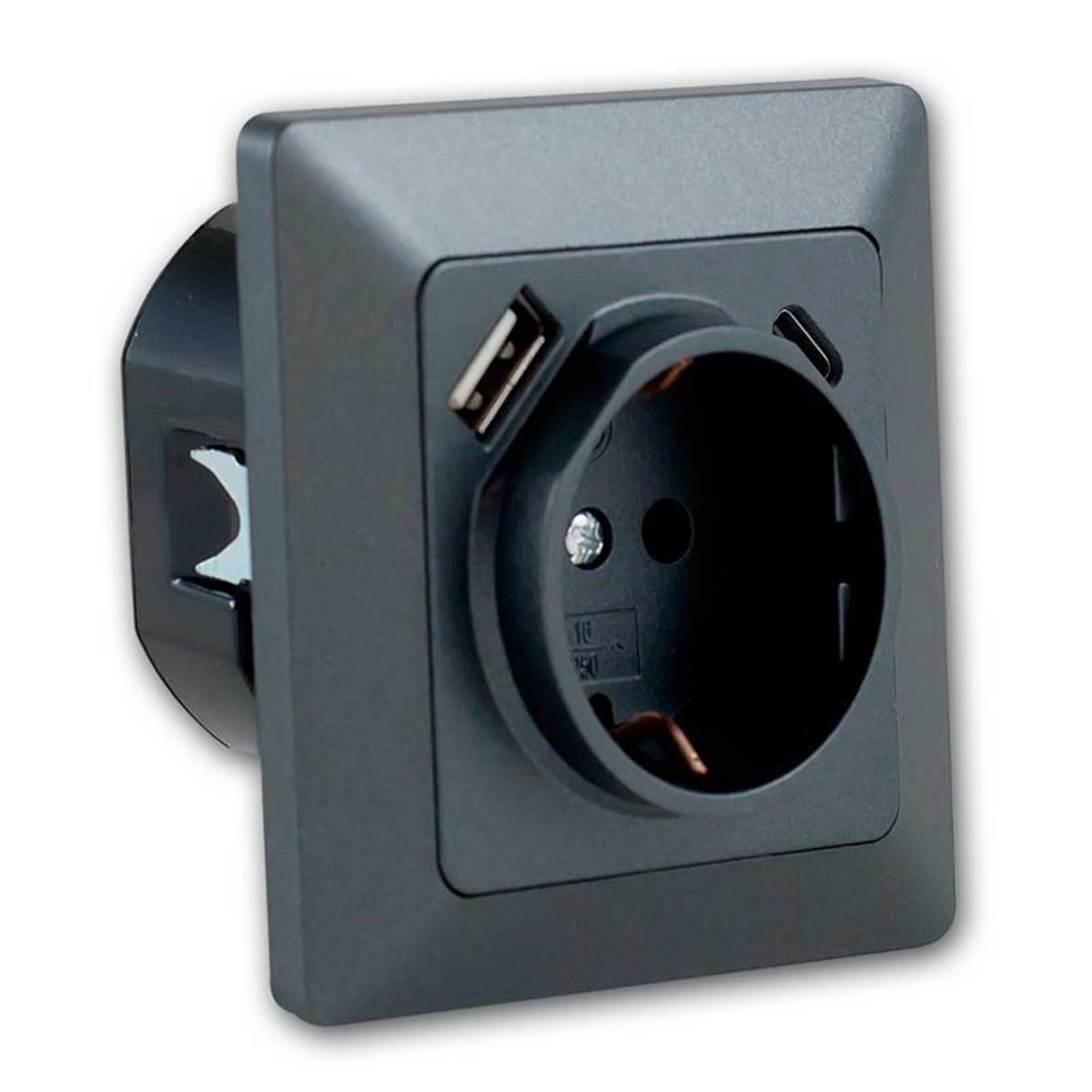ChiliTec MILOS Steckdose mit USB CPDanthrazit mit Rahmen günstig online kaufen