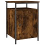 vidaXL Nachttisch Räuchereiche mit Tür, Holzwerkstoff und Metallgestell.