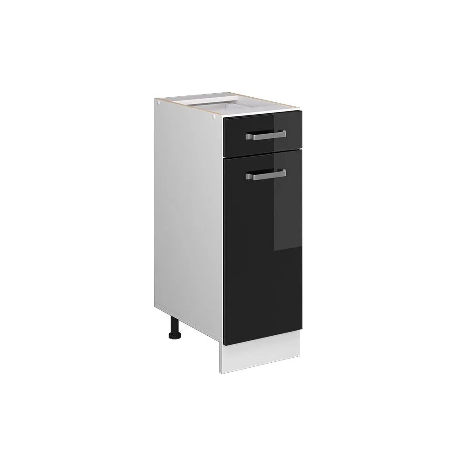 Vicco Küchenunterschrank R-Line Schwarz Hochglanz Weiß 30 cm ohne Arbeitsplatte