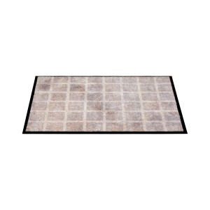 Hellgraue Schöner Wohnen Fußmatte Bellevue Karo, 50x70 cm, mit schwarzem Rand.