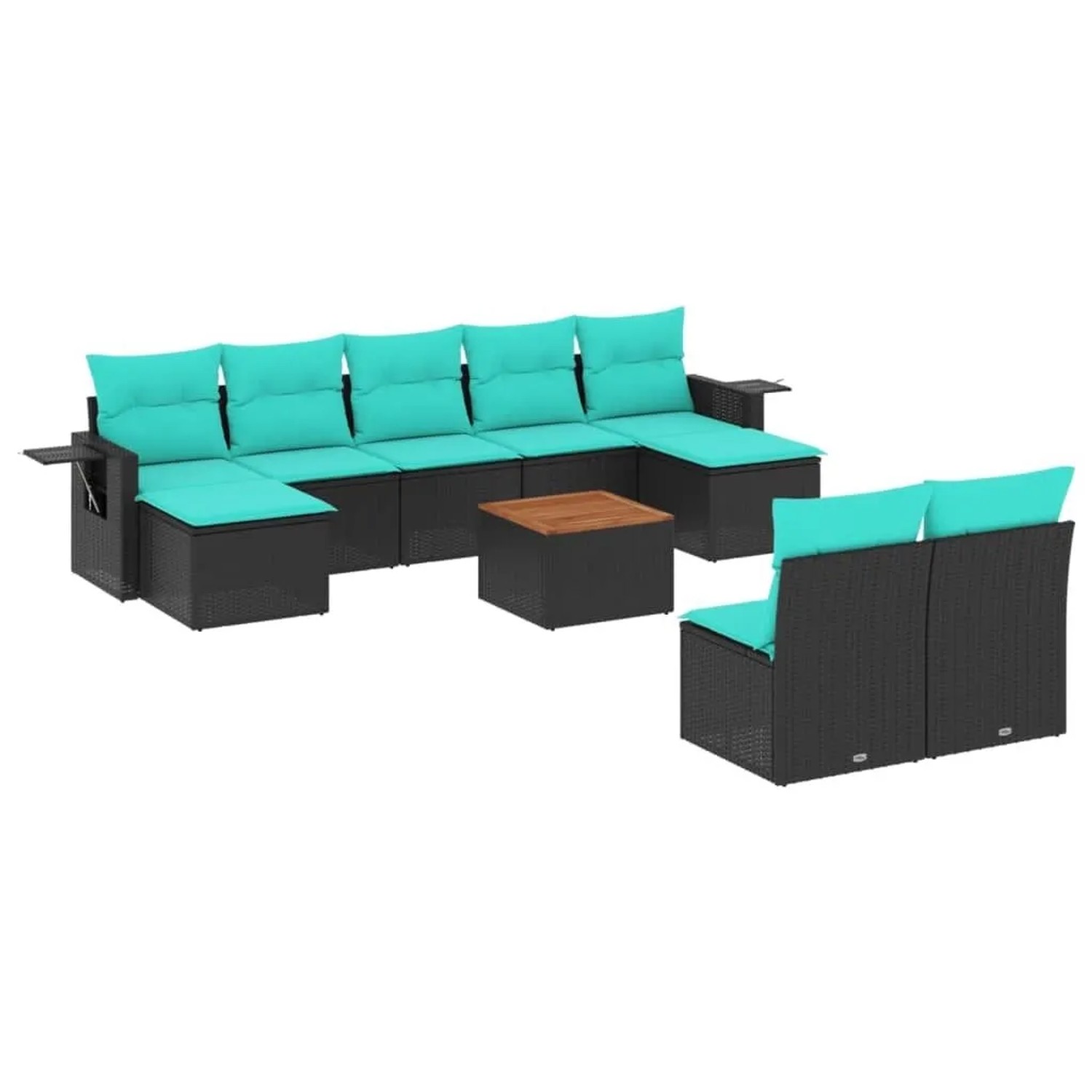 vidaXL 10-Tlg Gartensofa-Set mit Kissen Schwarzes Polyrattan 3224762 günstig online kaufen