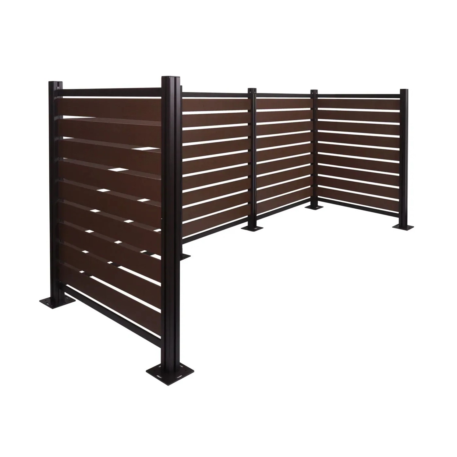 Brauner MCW Alu Mülltonnenzaun K57, 130x300x110cm, für bis zu 12 Mülltonnen.