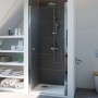 Breuer Elana 6 Drehtür für Nische rechts, Silber matt, Klarglas, 100 cm. Duschtür mit Hebe-Senkmechanismus.