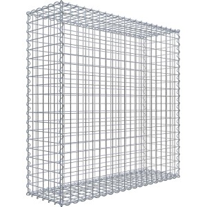 Leerer Gabiona Gabionenkorb, 100x100x30 cm, Maschenweite 5x5 cm, aus verzinktem Drahtgitter.