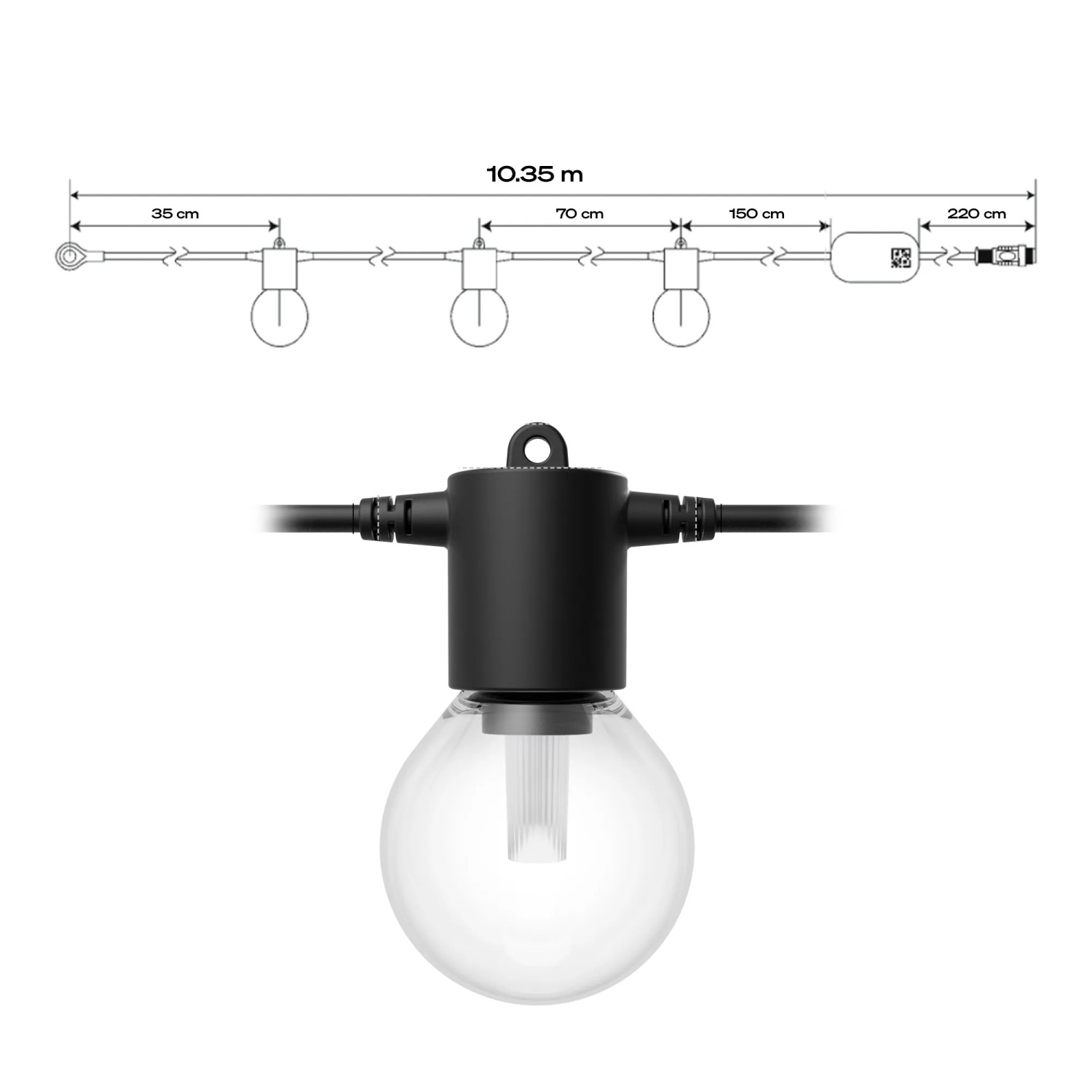 Philips Hue Festavia Globe Lichterkette, 7m, für den Außenbereich. Smarte LED-Beleuchtung.