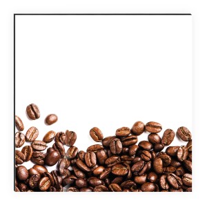 MySpotti Küchenrückwand Mr. Beans mit Kaffeebohnen Muster in Braun und Weiß, 100x60 cm.