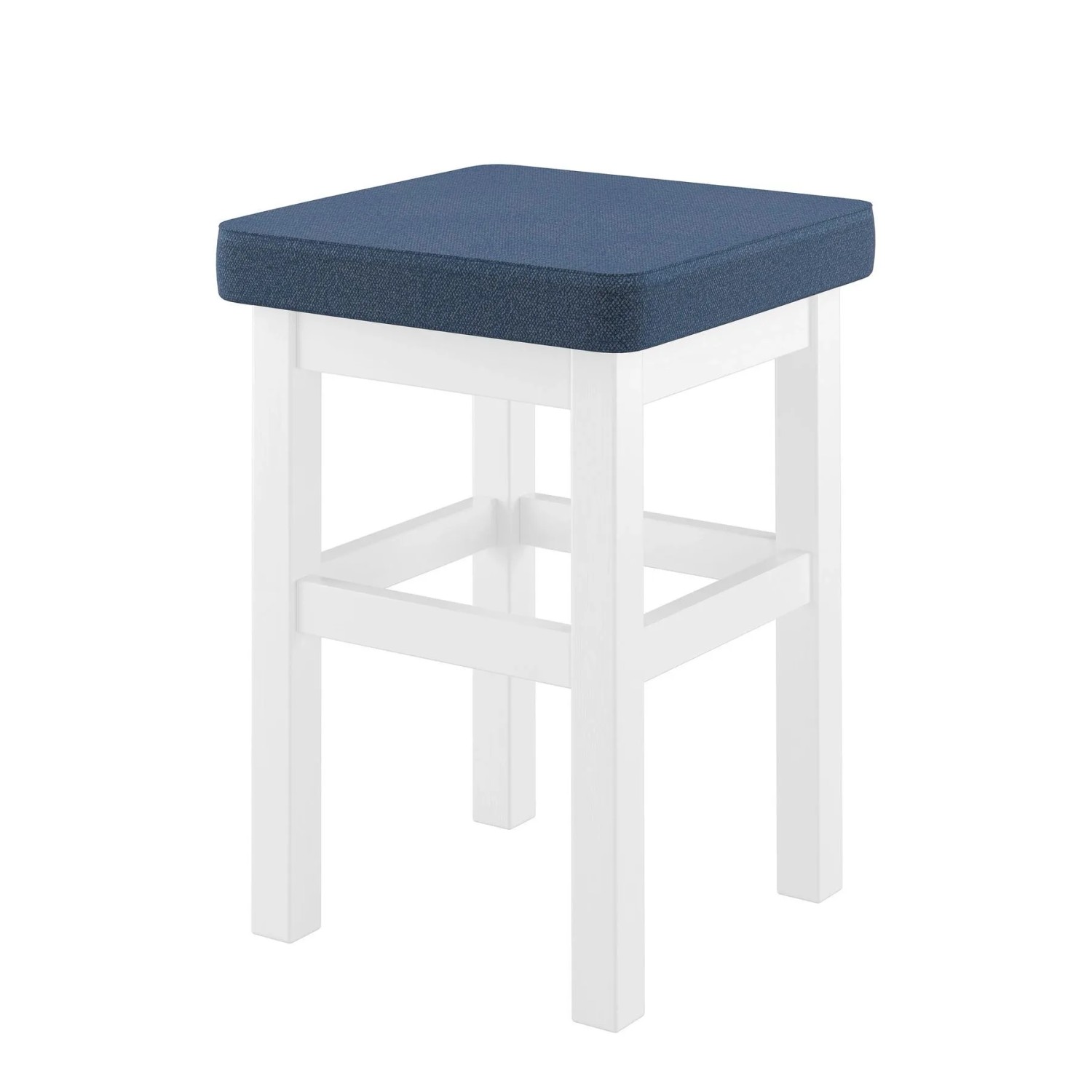 Erst-Holz Holzhocker mit Verschiedenen Polsterfarben Sitz in Weiß Navy Blau