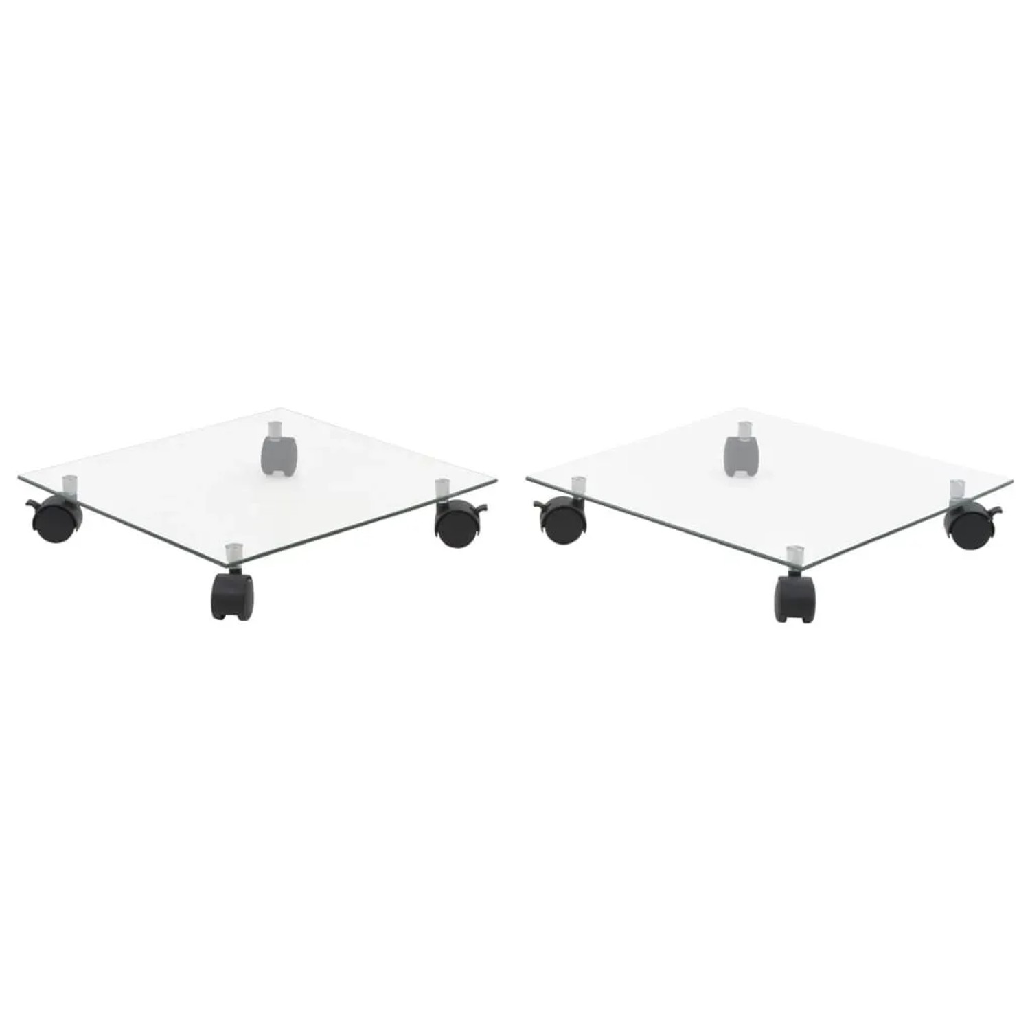 vidaXL Pflanzenständer mit Rollen 2 Stück Hartglas 35x35 cm Quadrat 245690