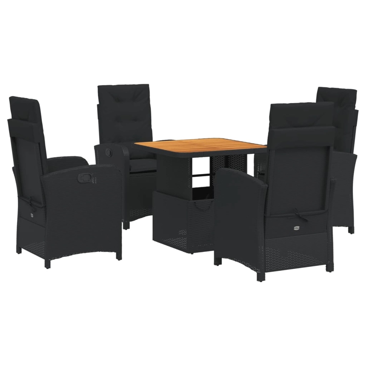 vidaXL 5-Tlg Garten-Essgruppe mit Kissen Schwarz Poly Rattan 3277326
