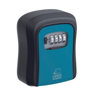 Basi Schlüsselsafe SSZ 200, schwarz-blau, mit Zahlenschloss. Tresor aus Aluminium für Schlüssel.